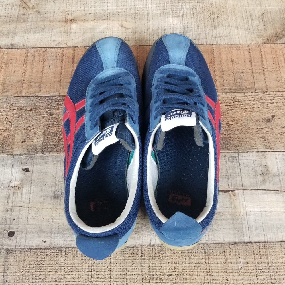 Asics Onitsuka Tiger Men Sz 8 Blue Red Retro Sneakers Casual Classic Low D203N - Picture 5 of 9